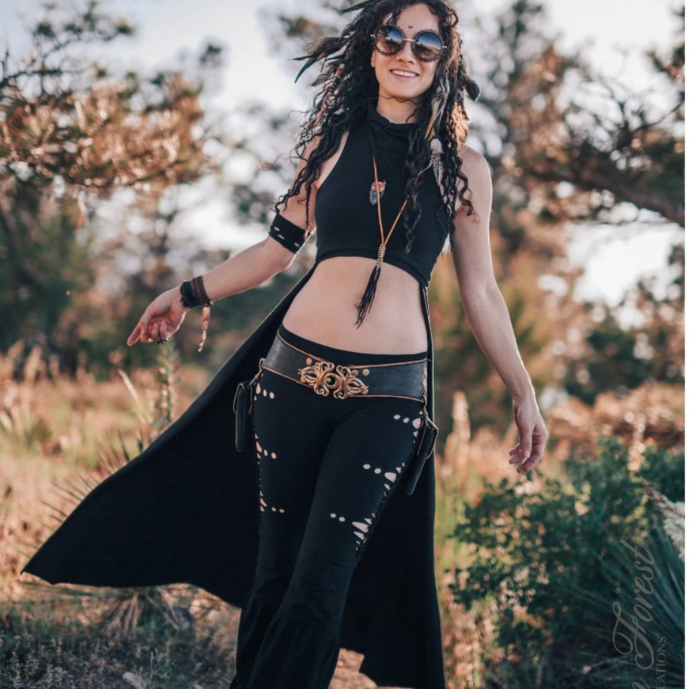 Druidess Duster Crop Top ~ Elven Forest, Festival clothing XS Ivory